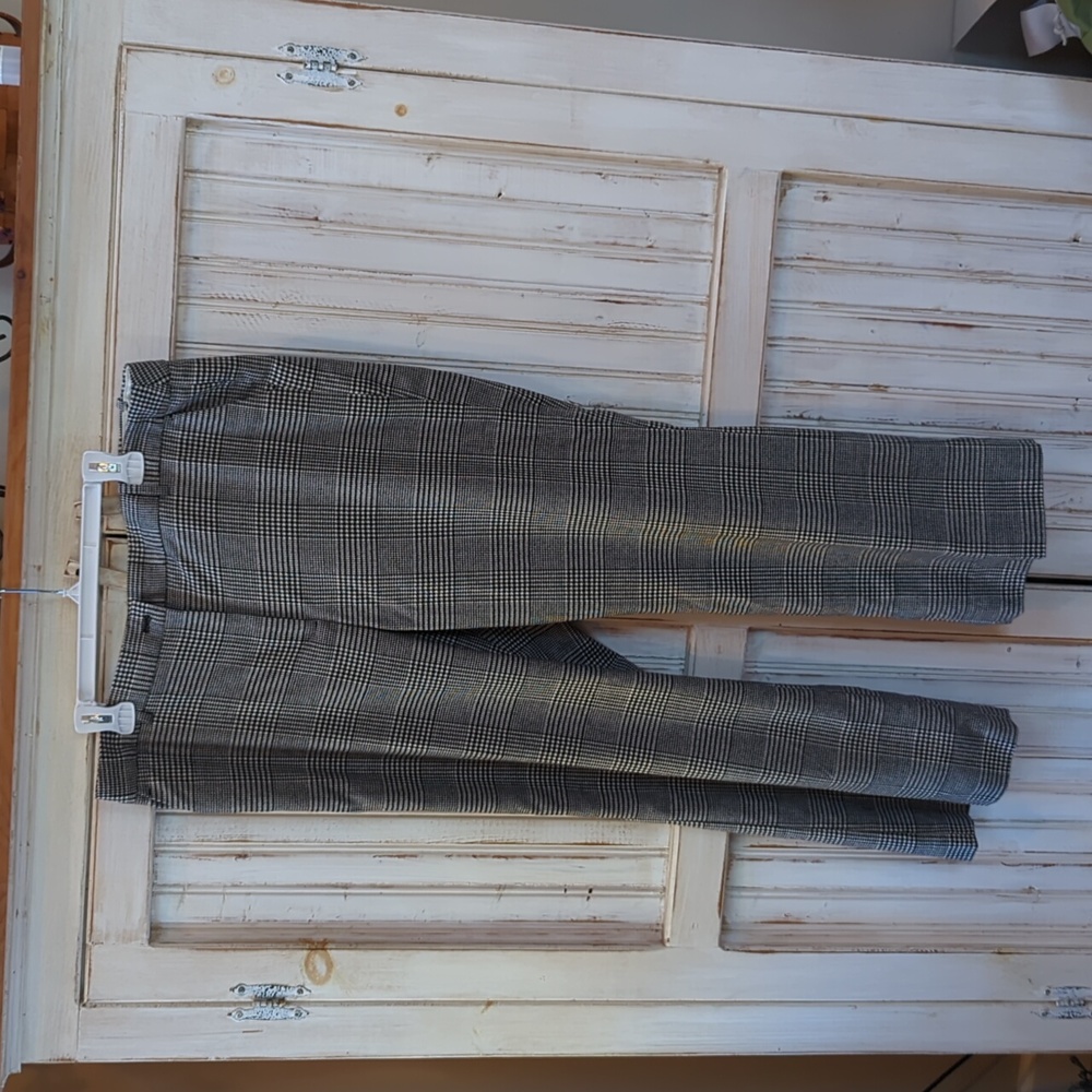 Talbots, Black And White Window Pane Wool Trouser… - image 1